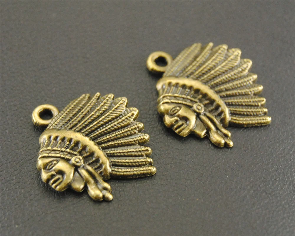 Buy 30 pcs Antique Bronze Indian Chief Charm Native