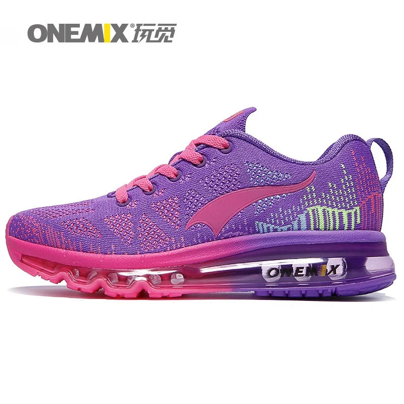 ONEMIX, Мужская теннисная обувь, женская обувь из сетчатого материала, трендовые спортивные кроссовки, спортивная обувь на подушке, уличные Прогулочные кроссовки, 42 - Цвет: Purple Red
