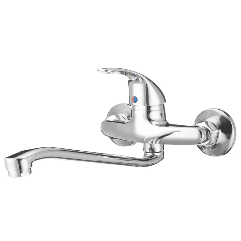 

Extended Spout Bathroom Basin Faucet Single Handle Chrome Polished Sink Water Mixer Tap Cold And Hot Wall Mounted Faucets