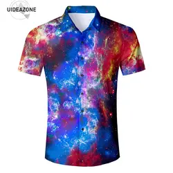 Европейские Размеры футболка с коротким рукавом Для мужчин 2018 Новая Мода пространство Галактики Печатных 3D хип-хоп Повседневное рубашки