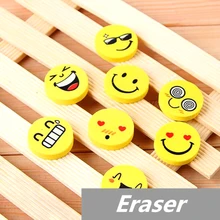 10 pcs Lot Smile face Erasers rubber for pencil kid funny cute stationery Novelty eraser Office