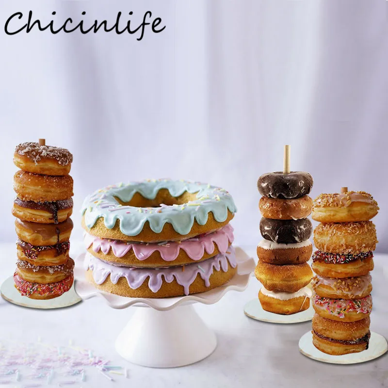 

Chicinlife 1Set Doughnut Stand Birthday Party Decoration Baby Shower Kids Favors Wedding Donut Party Display Holder Wall Supplie