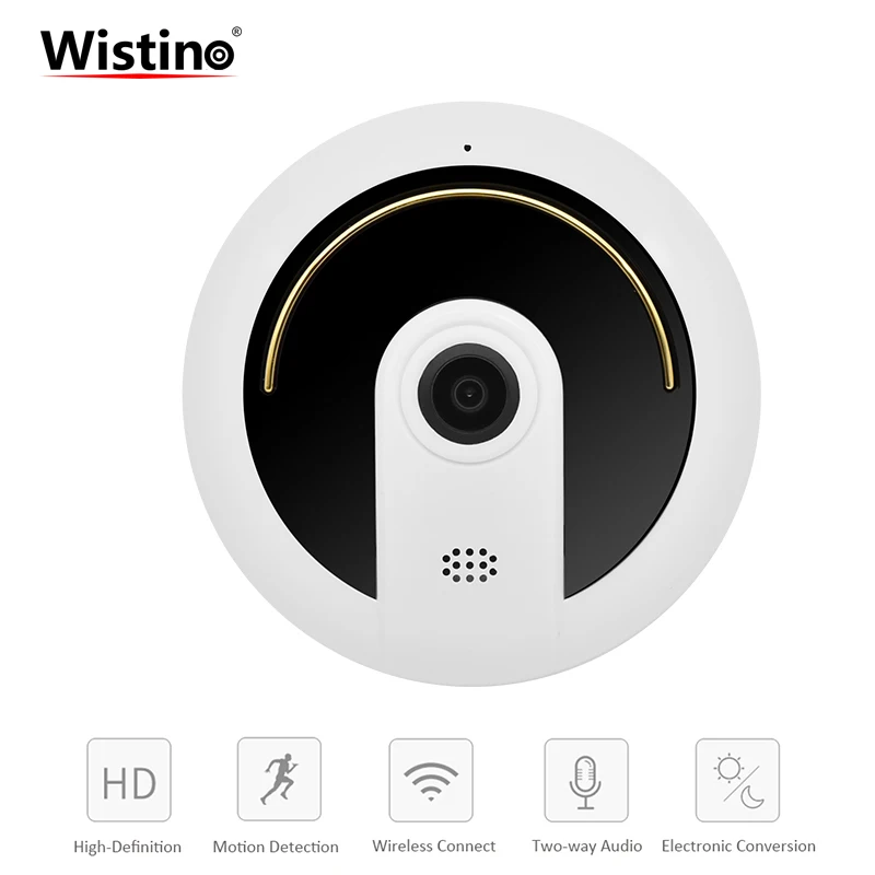 

Wistino Wireless Panoramic IP Camera 360 Degree 960P Wifi Network Fisheye MINI VR Camera Security Video Monitor 1.3MP P2P Alarm