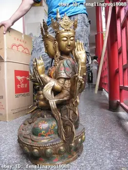 

32"Tibet Bronze Copper cloisonne Ushnisha Vijaya Guan Yin Kwan-yin Buddha Statue Discount 55%