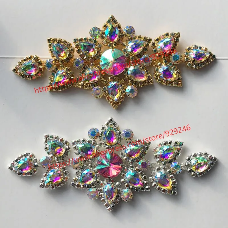

2pcs/lot gold AB silver AB glass crystal rhinestone applique on sale garment and clothing accessory hat shoes decorative stones