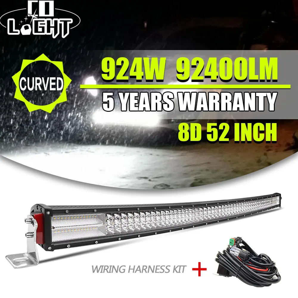

CO LIGHT 52 Inch 924W Curved LED Light Bar 8D Combo Led Bar Auto Driving Work Light for OffRoad ATV 4x4 Ford Lada Toyota 12V 24V