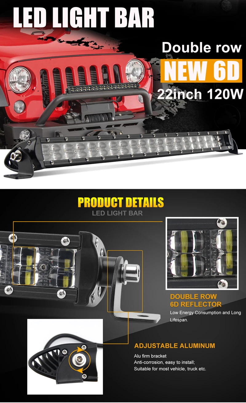 CO светильник 2" 120 Вт Светодиодный светильник бар 6D комбо светодиодный балки светодиодный рабочий светильник 12V авто дальнего света для грузовик ATV Лодка 4x4 внедорожный светодиодный бар