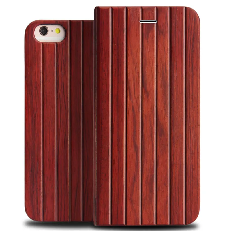 

YFWOOD Bamboo Leather Flip Case For iPhone 6 6S Plus Natural Wood Protective Cases For Apple iPhone 6/6s plus Shells