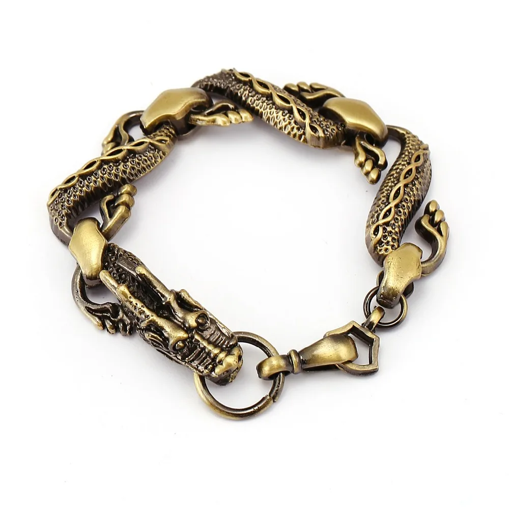 

Top Quality Stainless Steel Men Bracelets & Bangles Snake Dragon Vintage Bronze Punk Jewelry Charms Bracelets pulseira masculin