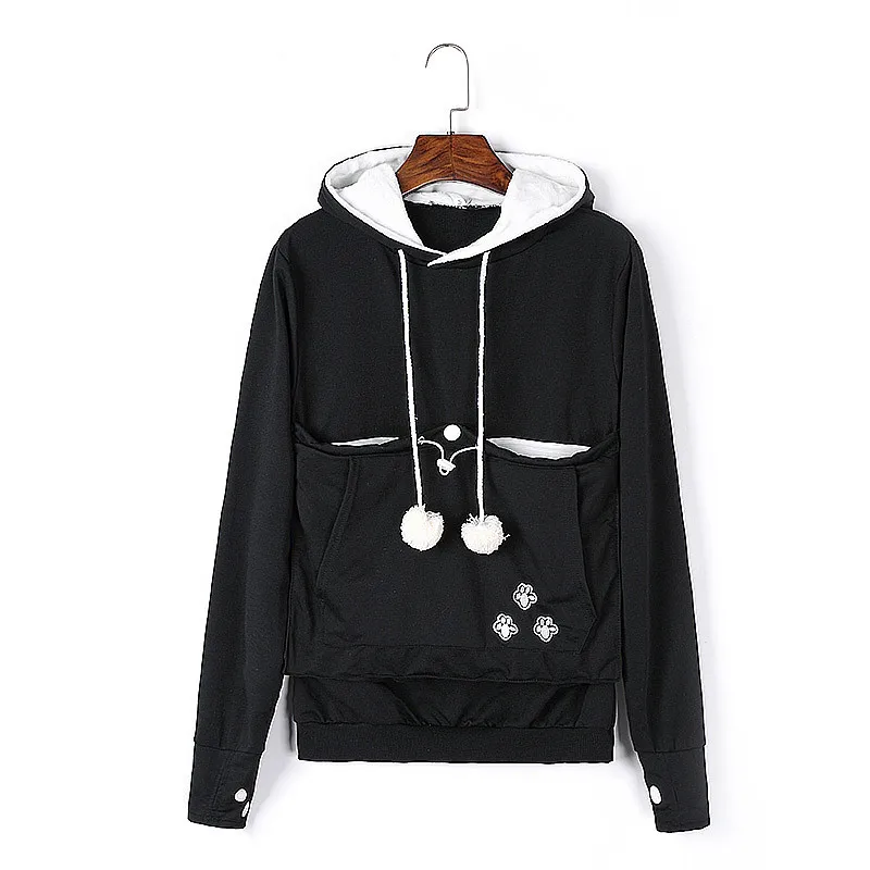 Mewgaroo Cat Lovers Hoodies Women Hooded Casual Pet Kangaroo Sweatshirt Women Pouch Hoodie Big Size