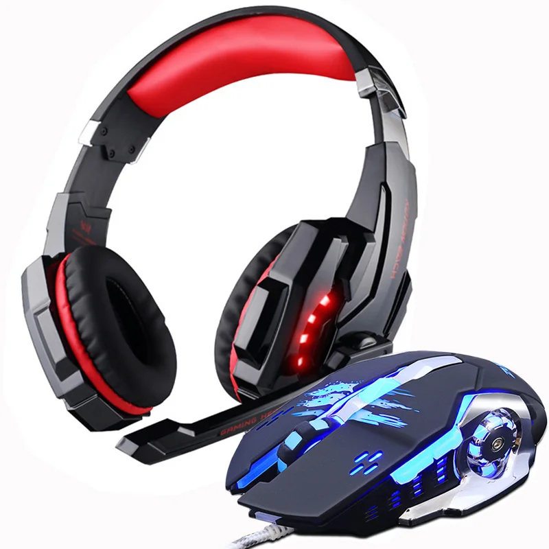 Игровые наушники и игровая мышь проводные стерео геймерские гарнитура + мыши 3200DPI
