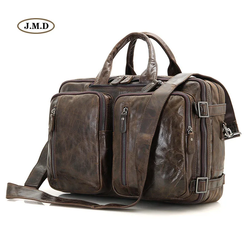 

J.M.D New Style Genuine Vintage Leather Men Handbag Laptop Bag Messenger Bag Multifunctional Business Briefcase 7014C-1