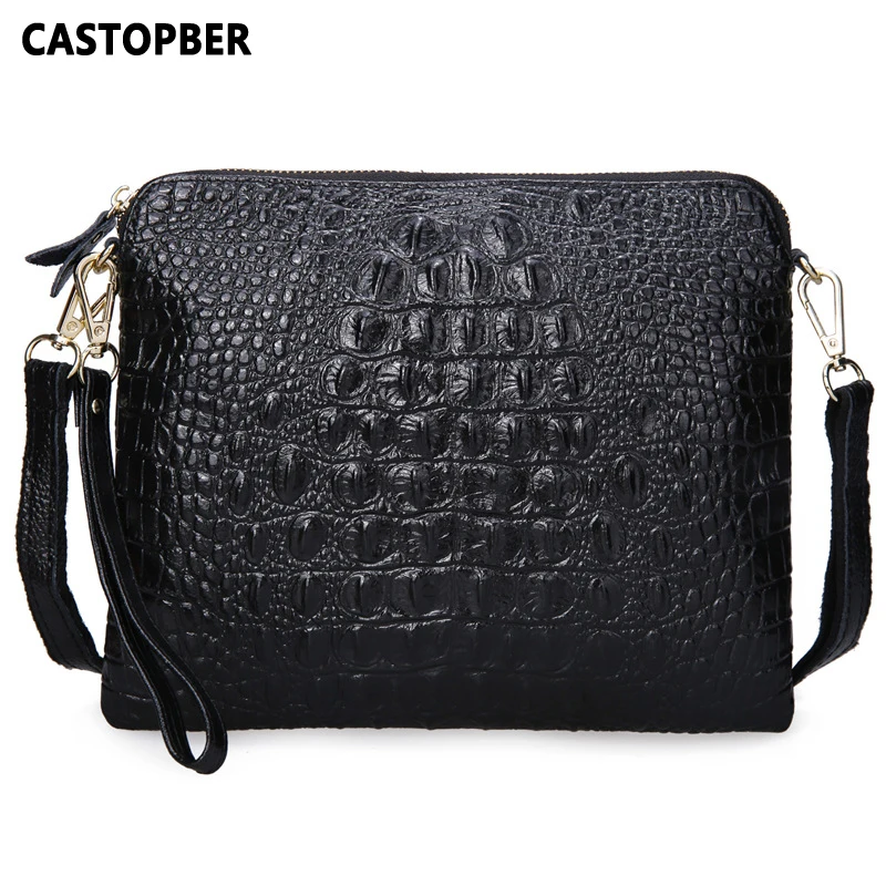 New Arrival Fashion Bag 2014 Crocodile Pattern Fashion Smiley Women's Genuine Leather Shoulder Handbags Messenger Day Clutches