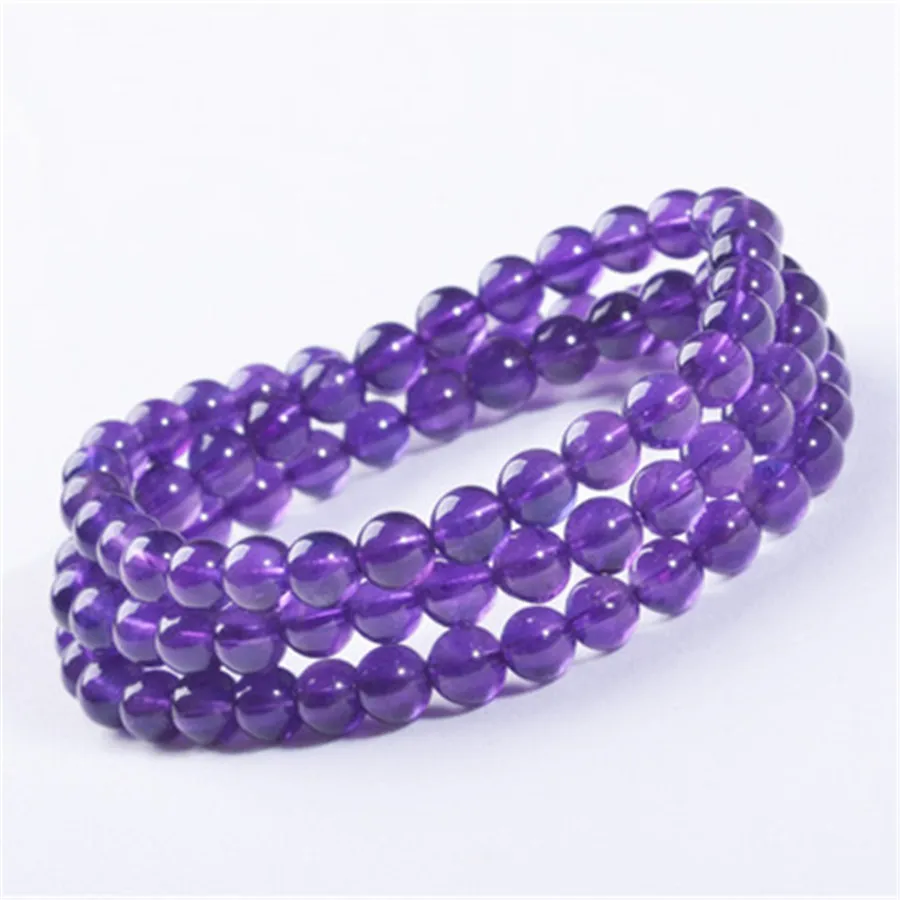 Wholesale 5.5 6mm Genuine Purple Natural Crystal Quartz Bracelet Round Beads Bracelet Charm