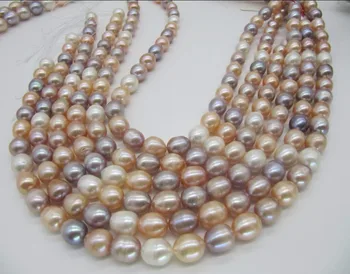 

new beautiful 10-13MM 100" SOUTH SEA WHITE PINK PURPLE COLOR PEARL NECKLACE earring set