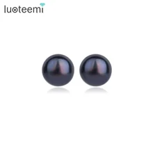 LUOTEEMI, 2 цвета,, элегантные стильные ювелирные изделия для женщин, черный натуральный пресноводный жемчуг, серьги-гвоздики, Brincos, роскошный подарок
