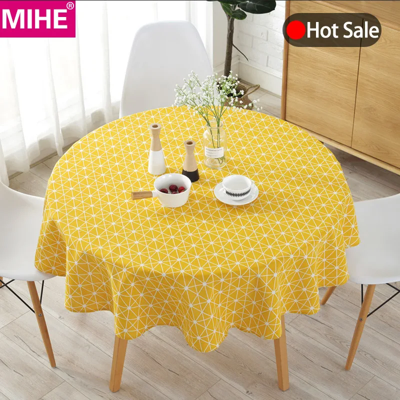 

MIHE Modern Geometric Tablecloth 150cm Waterproof Round Table Cloth Kitchen Dining Table Cloths Party Banquet Table Cover ZB06