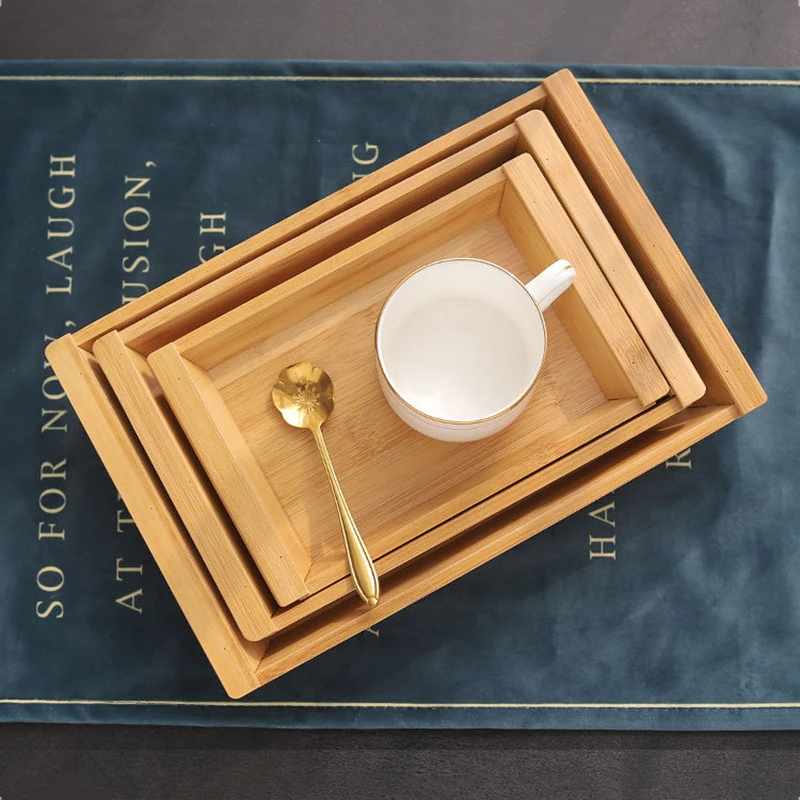 

Wood Tea Tray For Fruit Serving Platter Breakfast Food Organizer Plate Tea Display Decor Trays Kitchen Gadgets Accessories