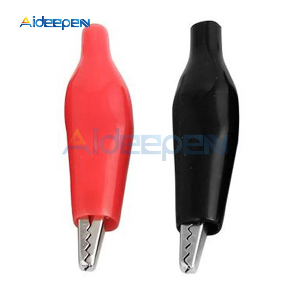20pcs/lot Metal Alligator Clip P2001 Crocodile Electrical Clamp for Testing Probe Meter Black and Red with Plastic Boot
