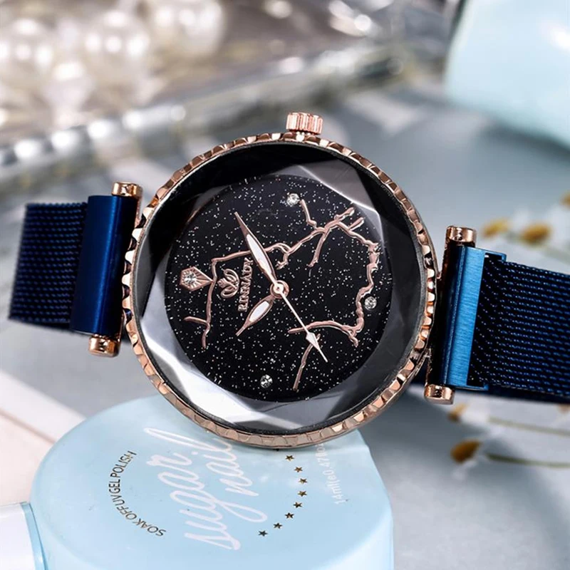 Women Watch Luxury Rinnady Watches Women Starry Sky Quartz Wristwatch Leather Rhinestone Ladies Clock Relogio Feminino Women Watch Luxury Rinnady Watches Women Starry Sky Quartz Wristwatch Leather Rhinestone Ladies Clock Relogio Feminino