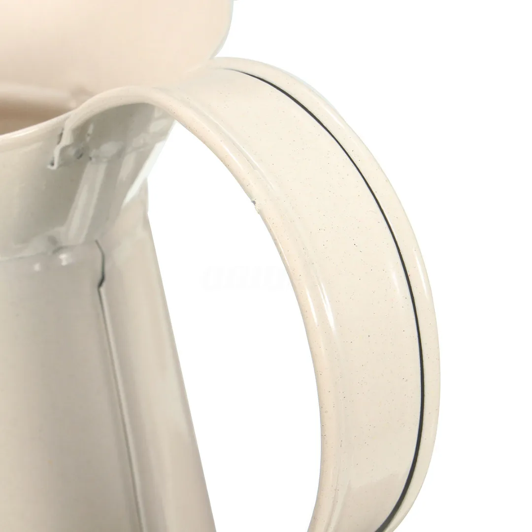 1PC Vintage Tall Metal Shabby Chic Cream Vase Enamel Pitcher Jug Wedding Home Decor