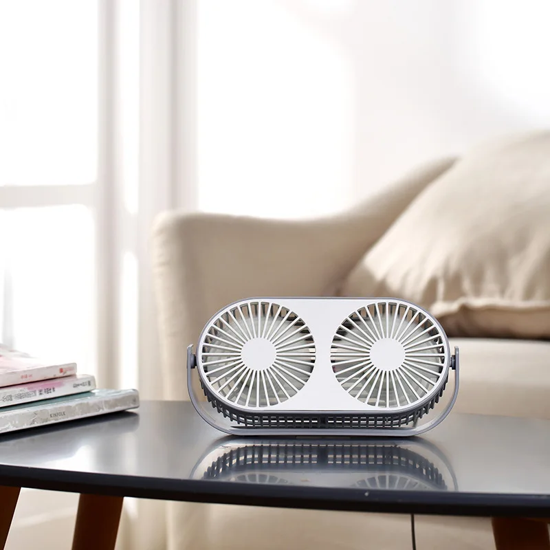 

DC5V Mini USB Dual Head Fan Separate Controlling 3 Wind Speed Summer Cooling Fan Desktop Portable USB Ventilator Air Conditioner
