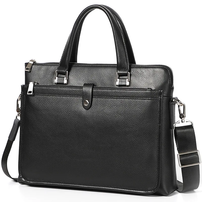 

New Luxury 100% Cow Genuine Leather Business Men's Briefcase Male Shoulder Bag Real Leather Men Messenger Bag Tote Computer Bag