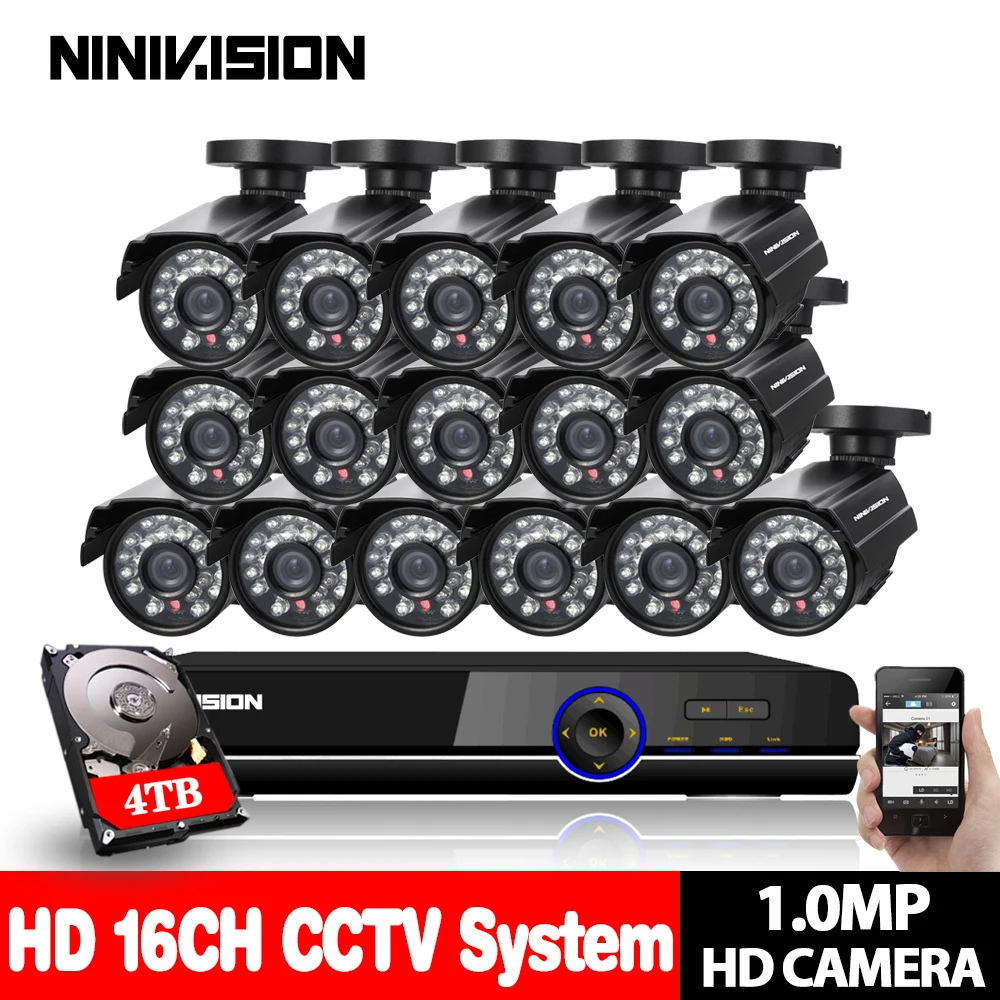 16CH CCTV Системы HDMI 1080 P видеонаблюдения DVR H.264 16X1,0 Мп ИК-Водонепроницаемый 720 P безопасности Камера CCTV Камера наблюдения Системы