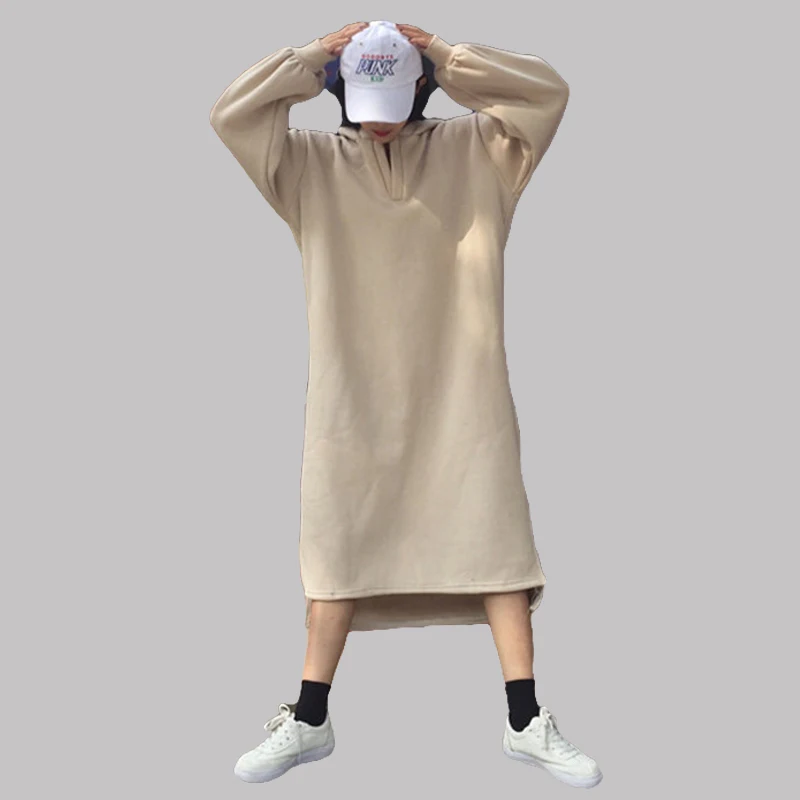 

Women Lazy Long Hoodies Sweatshirts Ankle Outerwear Thickened Harajuku Clothes Feminina Loose Female Casual Student Coat Warm