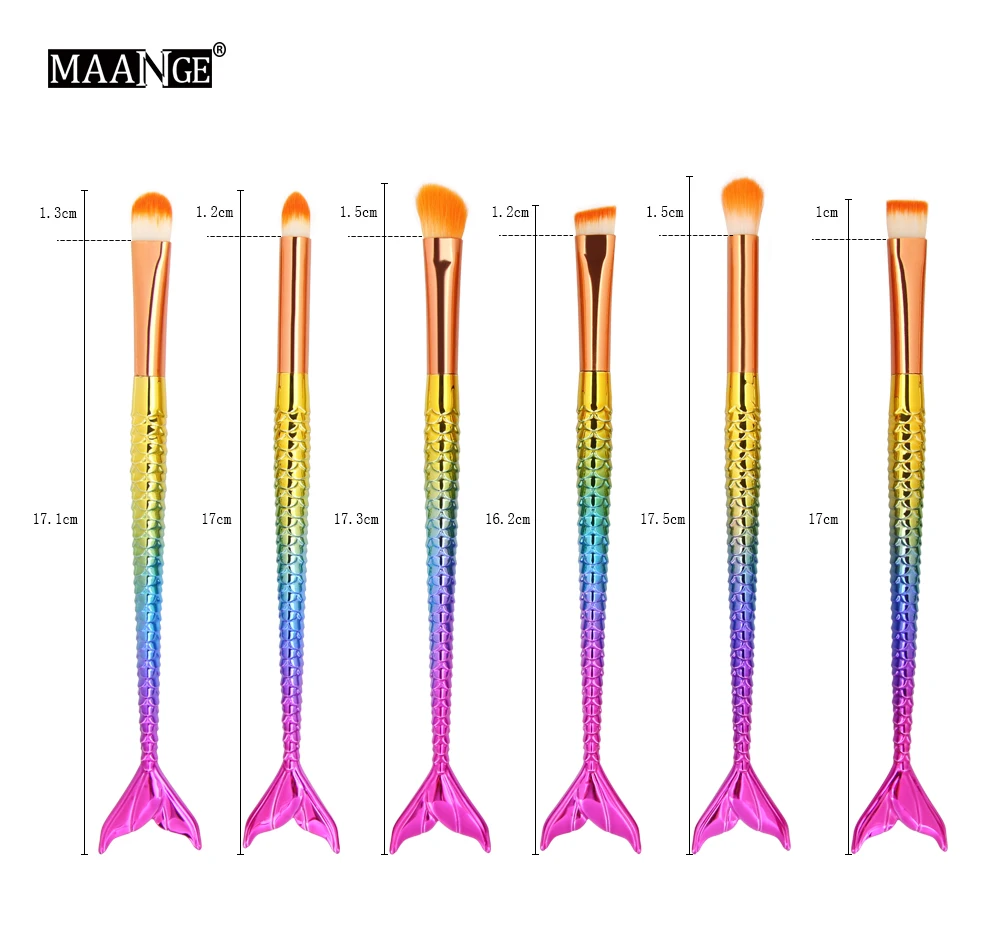 Новинка,, 11 шт., Русалочка, набор кистей для макияжа, Румяна для лица, пудра, губы, тени для век, набор кистей для макияжа, большая Рыбка, основа, бесплатный подарок