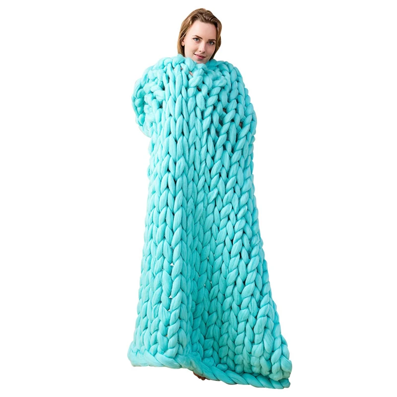 

Knitting Blankets Soft Thick Line Giant Yarn Knitted Blanket Hand Weaving Photography Props Blankets CrochetLlinen Soft