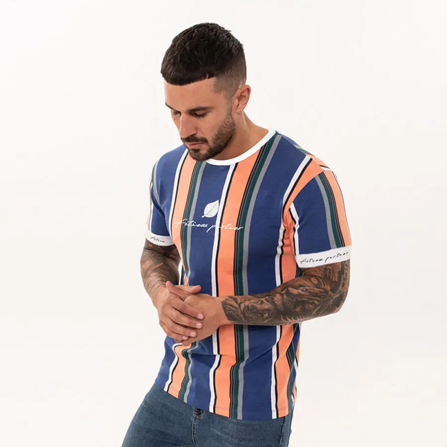 

2019 New Mens Striped t shirt Summer Loose Short sleeve O-Neck T-shirt Male Casual Fashion Hip hop Tees Tops Streetwear Clothing
