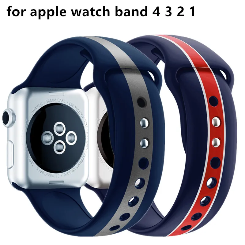 Синий силиконовый ремешок для часов Apple 4 44 мм 40 спортивный сменный Браслет iwatch