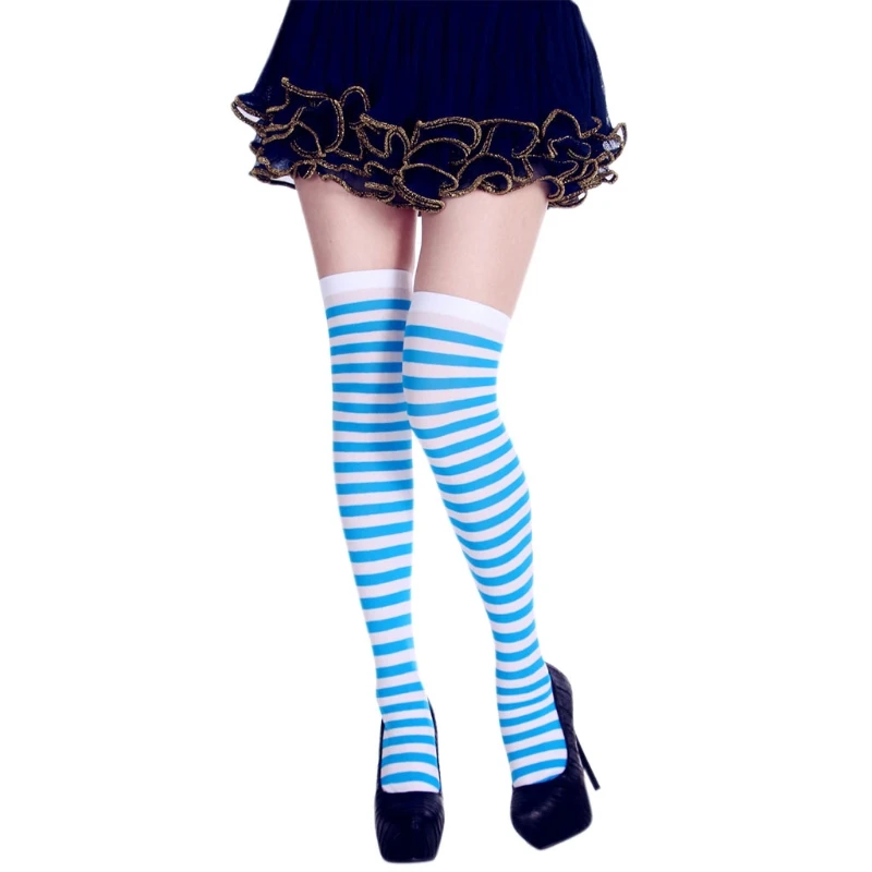 Женские длинные полосатые носки контрастный цвет бедра высокие чулки косплей носки Хэллоуин костюмы Аксессуары