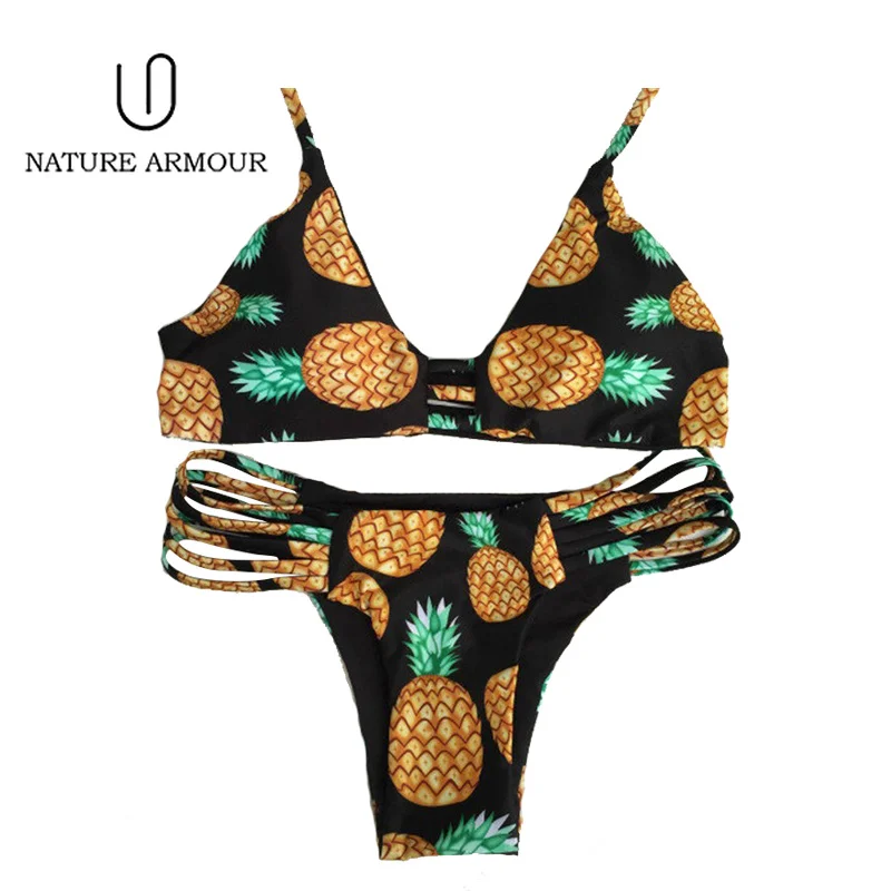 

2019 New Pineapple Two-sided Swimsuit Sexy Lady Bikini Quick Selling Swimsuit Bathing Suit Women Mini Bikini Nylon Swimwear