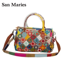 Прекрасный цветок Стиль! Пояса из натуральной кожи Подушки Детские сумка Лоскутная женская дизайнерская Сумки высокое качество