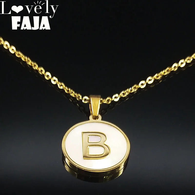 

2019 Fashion Shell Stainless Steel Statement Necklace for Women Gold Color Small B Letter Necklaces Jewelry collier femme N18628