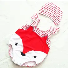 Малыш милый цельный купальный костюм, купальники для детей от 0 до 24 месяцев, купальник с лисой для маленьких девочек, костюм с животными