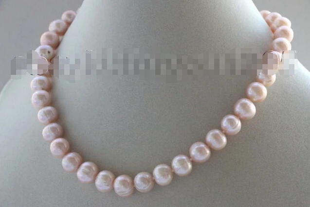 

Free shipping >>>>>>17" Genuine Natural 12mm Pink round Pearl necklace #f1872!
