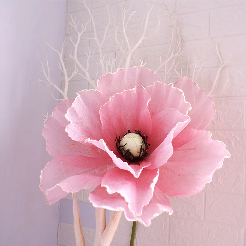 Льняная гигантская имитация мака Цветок голова Свадебные фоновые декорации Арка дорога свинцовая ветрина магазина дисплей цветы - Цвет: Pink