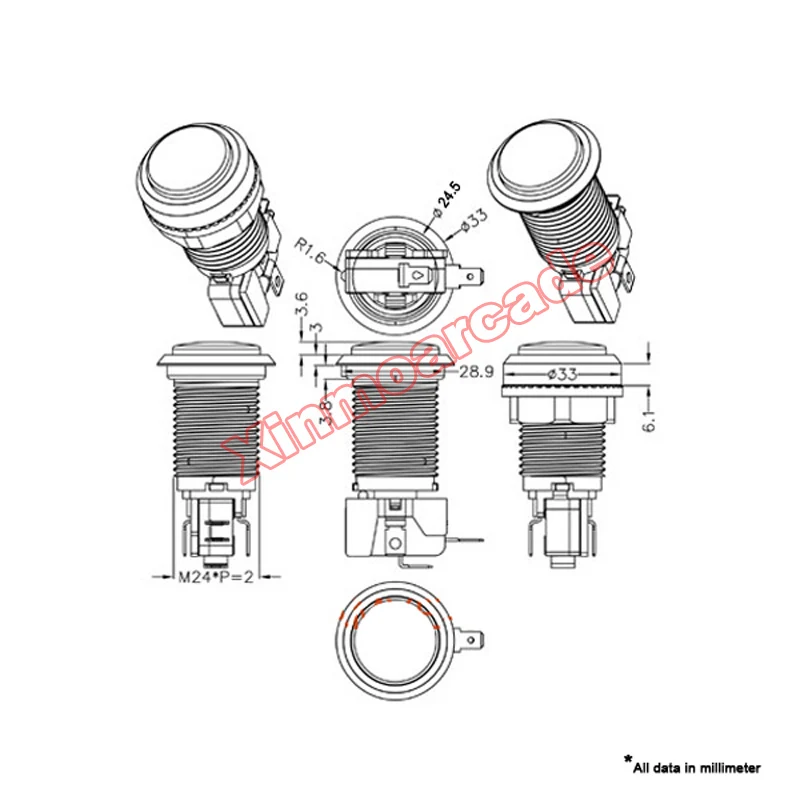 5pcs of Arcade game Chrome Plated 12V illuminated LED Push Button FOR Mulitcade arcade machines
