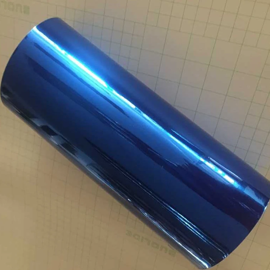 

7 Sizes High stretchable dark Blue Chrome Mirror Vinyl Wrap Dark blue chrome mirror vinyl Sheet Film Car Sticker Decal Sheet