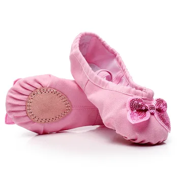

2018 New Children Professional Dancing Shoes Girls Ballet Shoes Cat Claw Shoes Exercise Shoes Bowtie Sequins Soft Soled Non-slip
