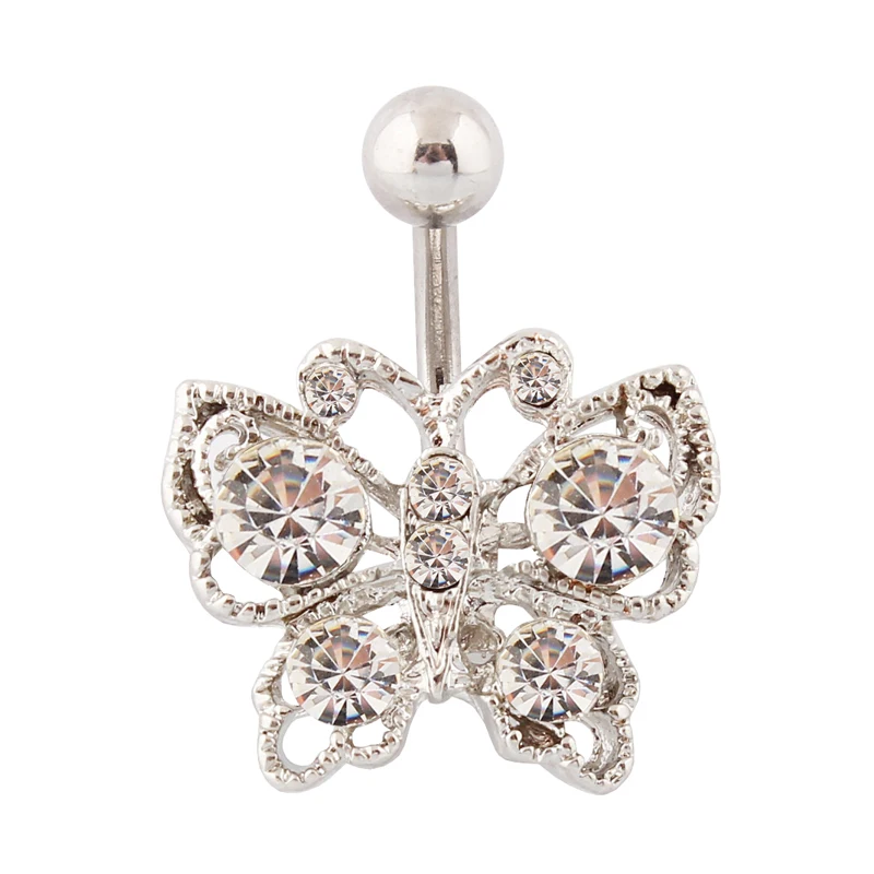 Navel rings clear Butterfly belly button ring fashion body ...