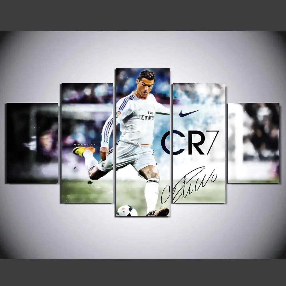 

5 Panel Canvas Printed Real Madrid Ronaldo Painting For Wall Art HD Print Decor Modern Artwork Football Poster HD YK-84