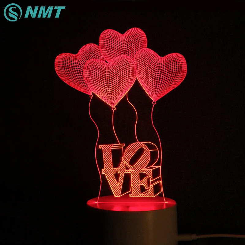 

Creative 3D Love LED Night Light Novelty Light Color Change Luminaria With Remote for Valentine's Day Girls Gift