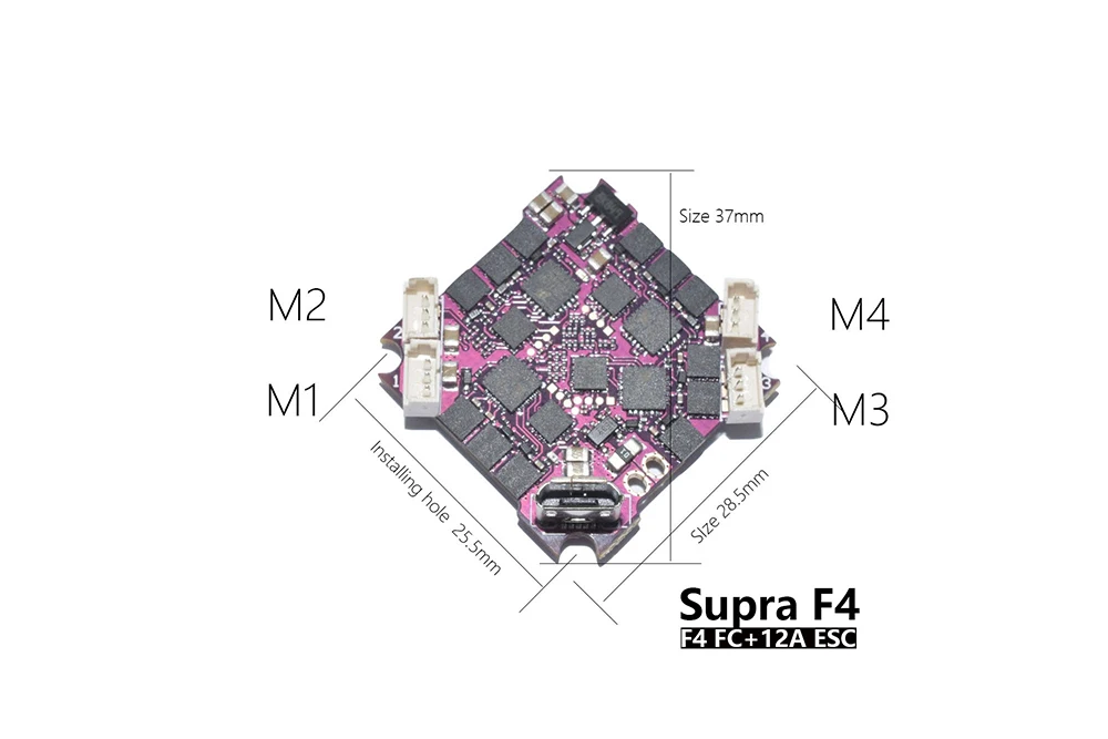 Supra-F4-12A V1.0 F411 F4 Flight Controller AIO OSD BEC & 12A BL_S 2-4S 4In1 ESC for RC Drone FPV Racing  (5)