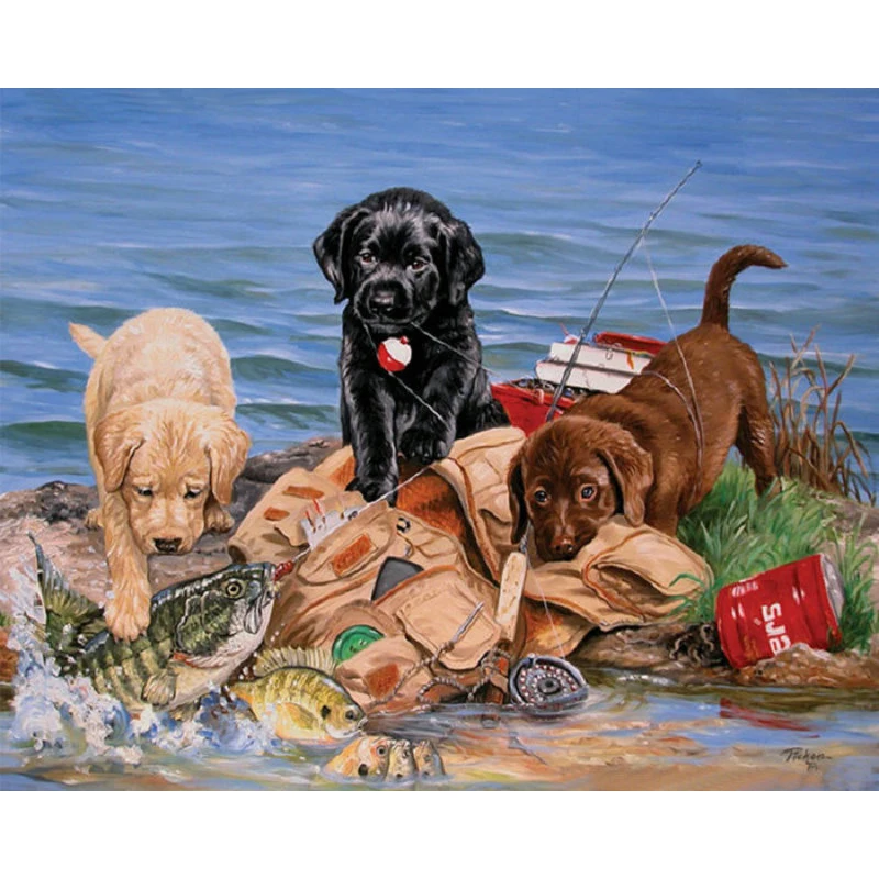 

YIKEE diamond painting three dogs,diamondpainting,mosaic diamond painting Y416