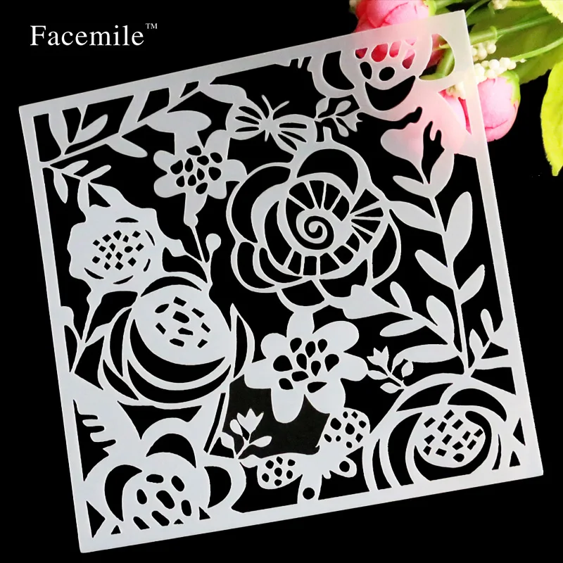 

Flowers Dragonfly Spilling Ink Layering Stencils For DIY Scrapbooking/photo album Decorative Embossing Paper Cards Crafts Stamps