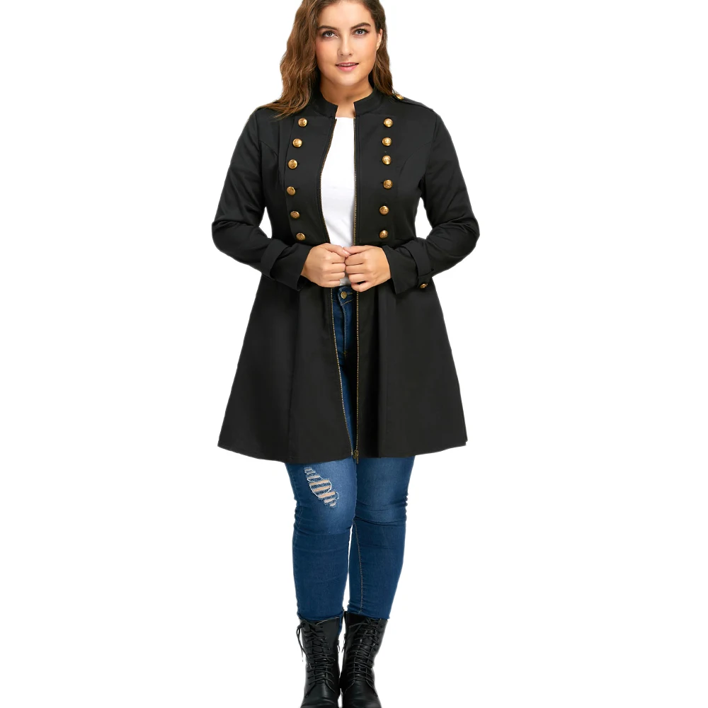 Couleur Wear Lady Green Manteaux purple wine Work Fusée Taille Femmes Noir Red La Office army Belle Black Double Outwear Tranchée Manteau Boutonnage Plus ZCOn0nwq